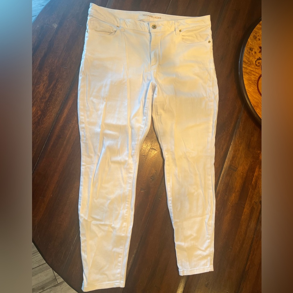 Michael Kors Women's Bright White Izzy Skinny Jeans sz 14